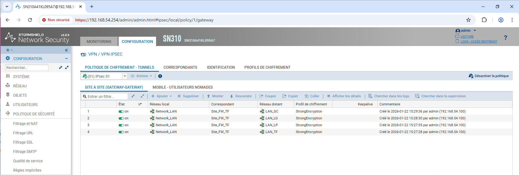 Tunnels VPN Stormshield